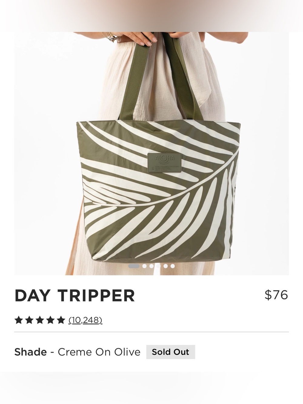 Aloha Collection Day Tripper Tote Bag in  “Shade” Olive and Creme